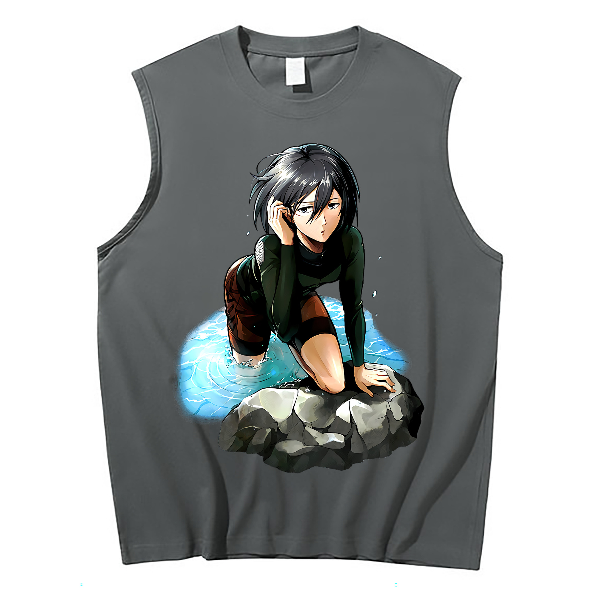 （画像用） 進撃の巨人 ミカサ·アッカーマン Attack on Titan Mikasa Ackerman コットン100％タンクトップ（フロントプリント）